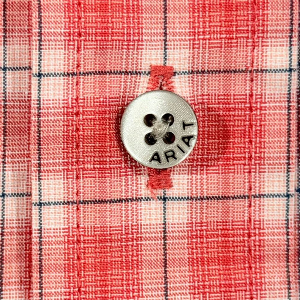Ariat Pro Teddy Shirt Mens Medium Red Plaid Stretch LS Button Down‎
